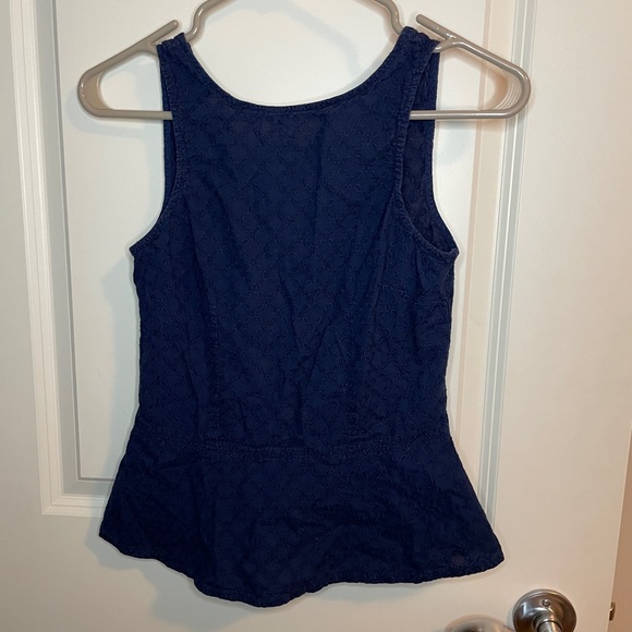 Navy blue zippered back blouse - Picture 1 of 2